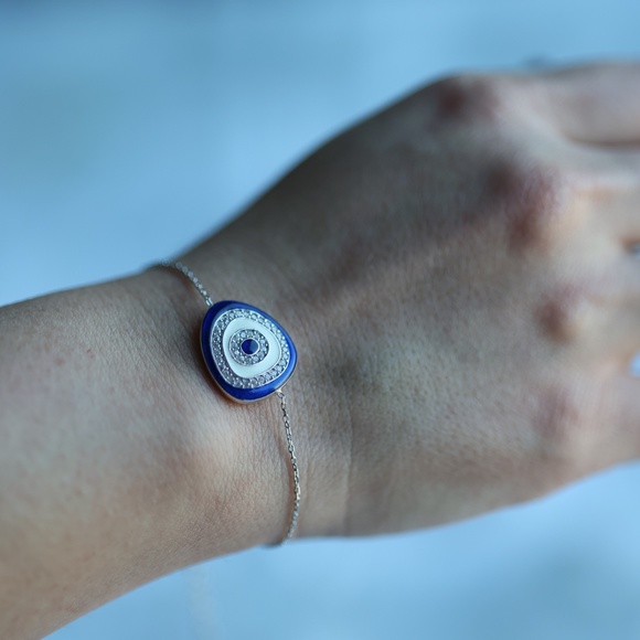 Green & Blue Nazar Emal Stone Bracelet - Picture 5 of 6